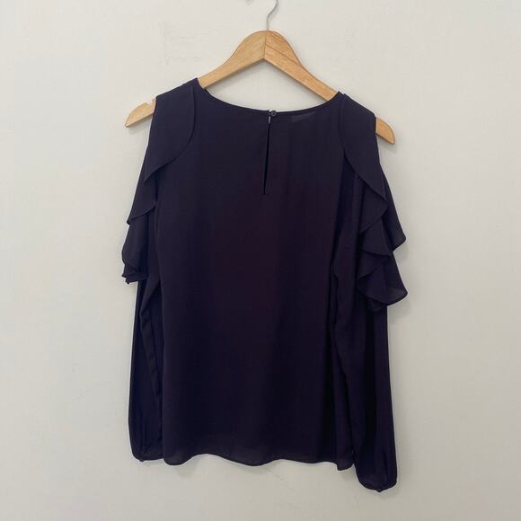 Banana Republic Dark Purple Cold Shoulder Cutout Long Sleeve Blouse Size XS - Picture 6 of 6